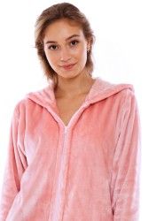 SIENA dlouhý župan s kapucí a zipem, Růžová perla, vel. XL, galerie